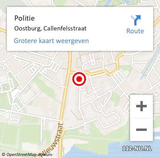 Locatie op kaart van de 112 melding: Politie Oostburg, Callenfelsstraat op 5 juni 2018 17:40