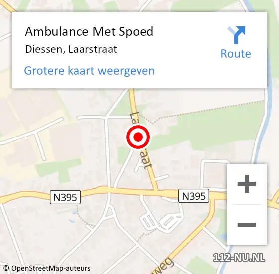 Locatie op kaart van de 112 melding: Ambulance Met Spoed Naar Diessen, Laarstraat op 5 juni 2018 17:57