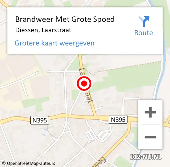 Locatie op kaart van de 112 melding: Brandweer Met Grote Spoed Naar Diessen, Laarstraat op 5 juni 2018 17:59