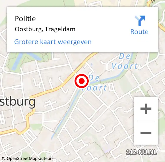 Locatie op kaart van de 112 melding: Politie Oostburg, Trageldam op 5 juni 2018 19:00