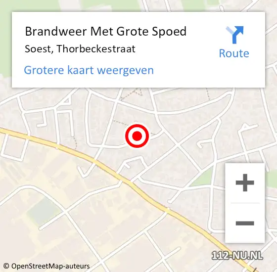 Locatie op kaart van de 112 melding: Brandweer Met Grote Spoed Naar Soest, Thorbeckestraat op 5 juni 2018 19:27