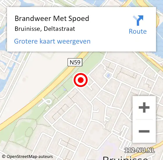 Locatie op kaart van de 112 melding: Brandweer Met Spoed Naar Bruinisse, Deltastraat op 5 juni 2018 19:33