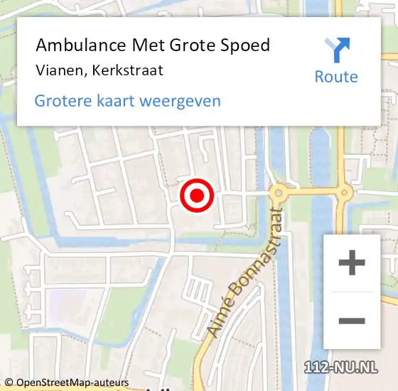 Locatie op kaart van de 112 melding: Ambulance Met Grote Spoed Naar Vianen, Kerkstraat op 5 juni 2018 20:47