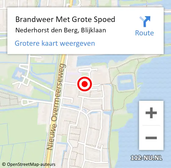 Locatie op kaart van de 112 melding: Brandweer Met Grote Spoed Naar Nederhorst den Berg, Blijklaan op 5 juni 2018 21:03