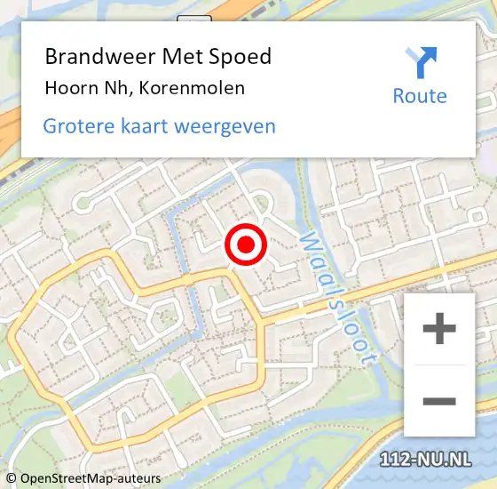 Locatie op kaart van de 112 melding: Brandweer Met Spoed Naar Hoorn Nh, Korenmolen op 5 juni 2018 21:44