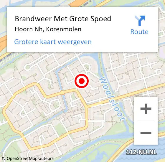 Locatie op kaart van de 112 melding: Brandweer Met Grote Spoed Naar Hoorn Nh, Korenmolen op 5 juni 2018 21:45