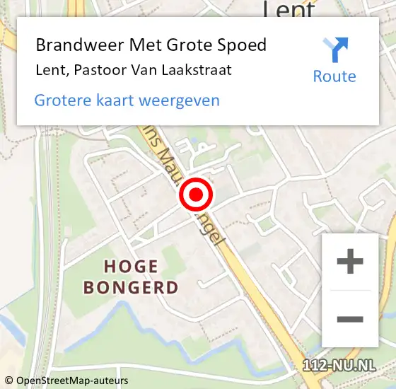 Locatie op kaart van de 112 melding: Brandweer Met Grote Spoed Naar Lent, Pastoor Van Laakstraat op 5 juni 2018 22:05