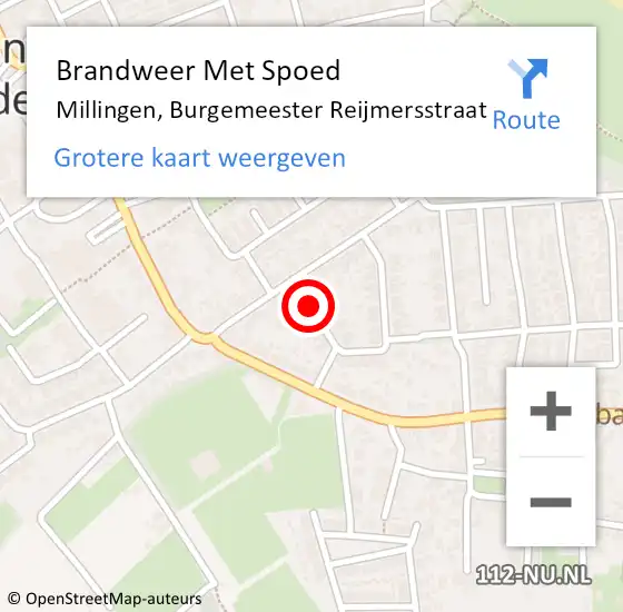 Locatie op kaart van de 112 melding: Brandweer Met Spoed Naar Millingen, Burgemeester Reijmersstraat op 5 juni 2018 22:13