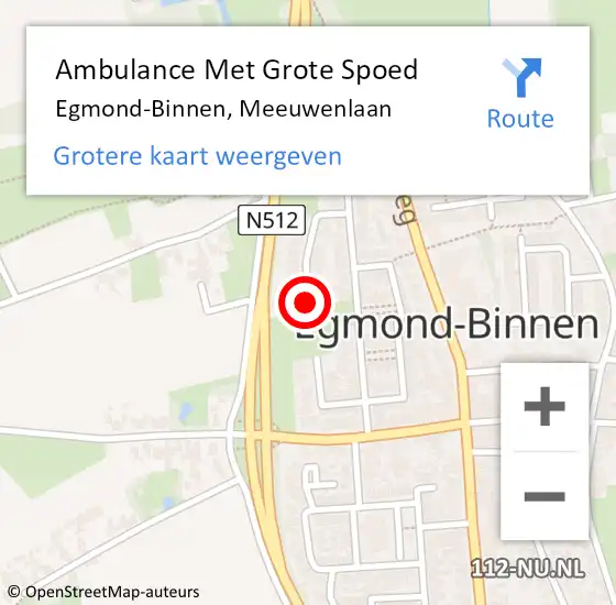 Locatie op kaart van de 112 melding: Ambulance Met Grote Spoed Naar Egmond-Binnen, Meeuwenlaan op 6 juni 2018 00:09
