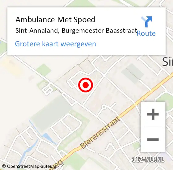 Locatie op kaart van de 112 melding: Ambulance Met Spoed Naar Sint-Annaland, Burgemeester Baasstraat op 6 juni 2018 00:18