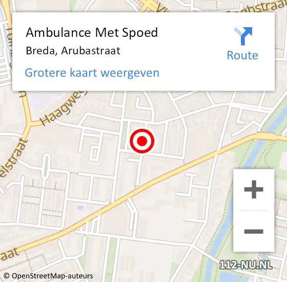 Locatie op kaart van de 112 melding: Ambulance Met Spoed Naar Breda, Arubastraat op 6 juni 2018 00:32