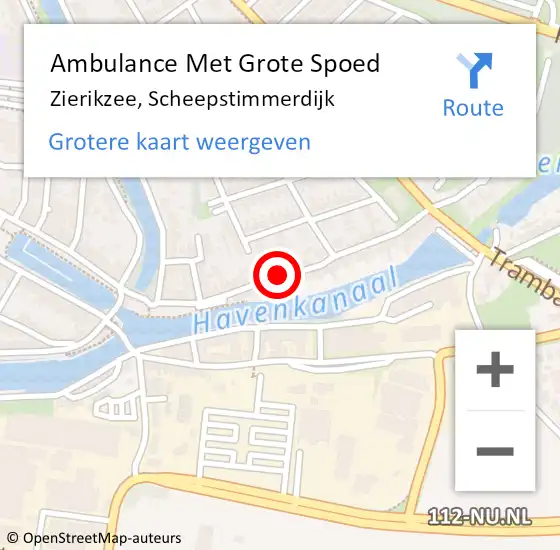 Locatie op kaart van de 112 melding: Ambulance Met Grote Spoed Naar Zierikzee, Scheepstimmerdijk op 6 juni 2018 00:49