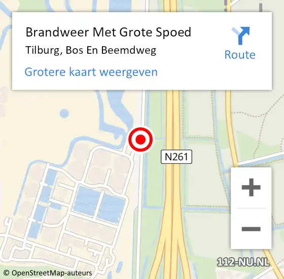 Locatie op kaart van de 112 melding: Brandweer Met Grote Spoed Naar Tilburg, Bos En Beemdweg op 6 juni 2018 00:53