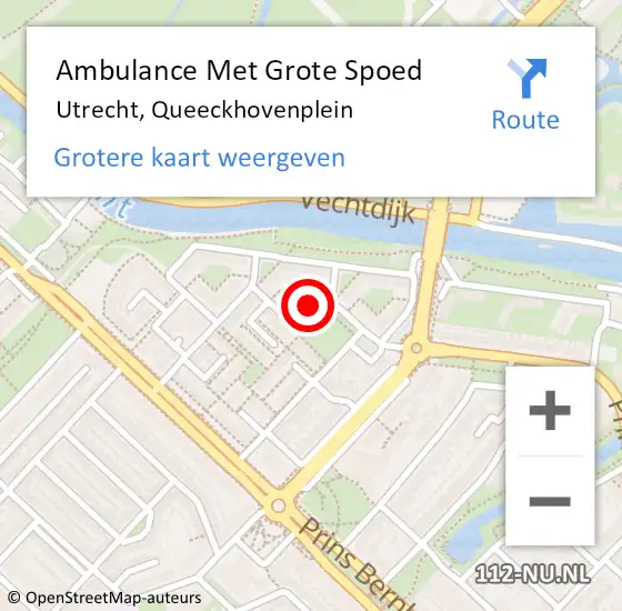 Locatie op kaart van de 112 melding: Ambulance Met Grote Spoed Naar Utrecht, Queeckhovenplein op 6 juni 2018 01:04