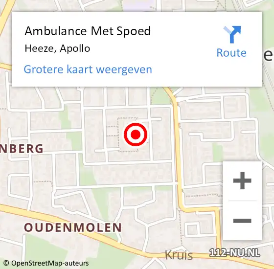 Locatie op kaart van de 112 melding: Ambulance Met Spoed Naar Heeze, Apollo op 6 juni 2018 01:05