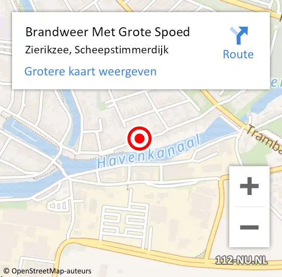 Locatie op kaart van de 112 melding: Brandweer Met Grote Spoed Naar Zierikzee, Scheepstimmerdijk op 6 juni 2018 01:11