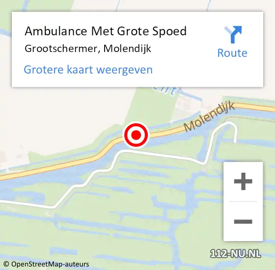 Locatie op kaart van de 112 melding: Ambulance Met Grote Spoed Naar Grootschermer, Molendijk op 6 juni 2018 01:23