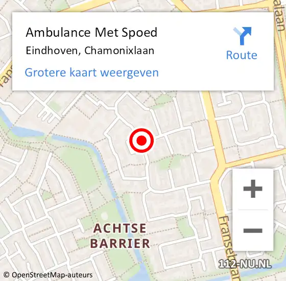 Locatie op kaart van de 112 melding: Ambulance Met Spoed Naar Eindhoven, Chamonixlaan op 6 juni 2018 03:29