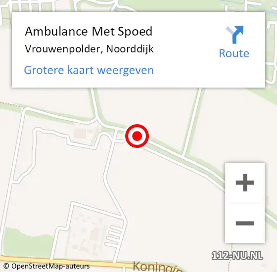 Locatie op kaart van de 112 melding: Ambulance Met Spoed Naar Vrouwenpolder, Noorddijk op 6 juni 2018 03:59