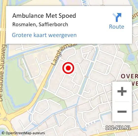 Locatie op kaart van de 112 melding: Ambulance Met Spoed Naar Rosmalen, Saffierborch op 6 juni 2018 04:50