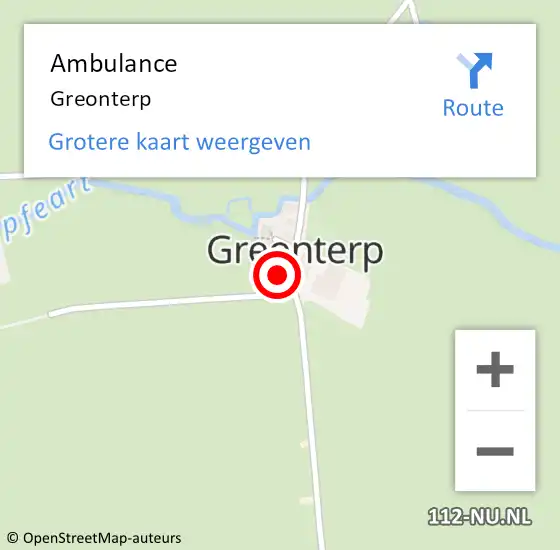 Locatie op kaart van de 112 melding: Ambulance Greonterp op 6 juni 2018 06:22