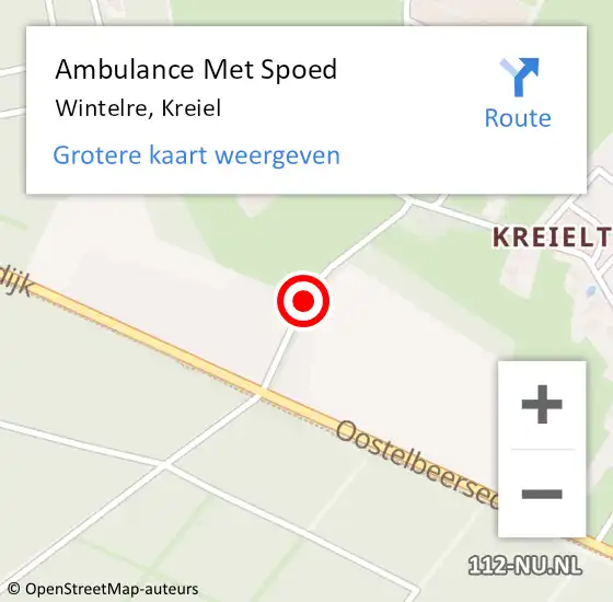 Locatie op kaart van de 112 melding: Ambulance Met Spoed Naar Wintelre, Kreiel op 6 juni 2018 08:53