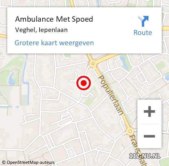 Locatie op kaart van de 112 melding: Ambulance Met Spoed Naar Veghel, Iepenlaan op 6 juni 2018 08:57