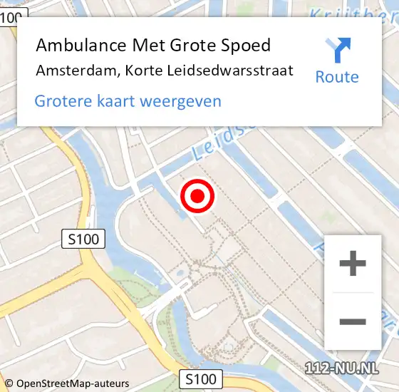 Locatie op kaart van de 112 melding: Ambulance Met Grote Spoed Naar Amsterdam, Korte Leidsedwarsstraat op 6 juni 2018 09:20