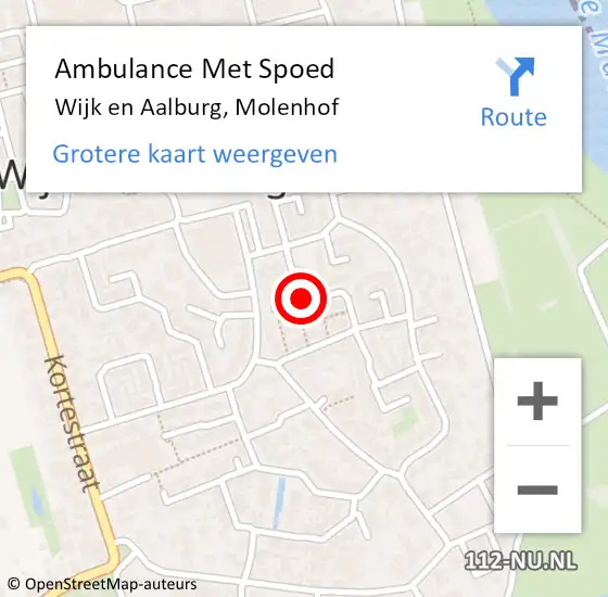 Locatie op kaart van de 112 melding: Ambulance Met Spoed Naar Wijk en Aalburg, Molenhof op 6 juni 2018 09:47