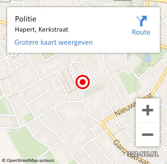 Locatie op kaart van de 112 melding: Politie Hapert, Kerkstraat op 6 juni 2018 10:31