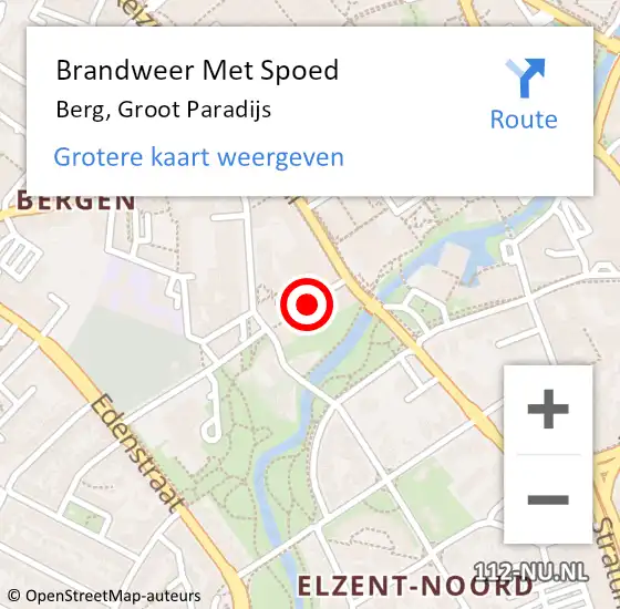 Locatie op kaart van de 112 melding: Brandweer Met Spoed Naar Berg, Groot Paradijs op 6 juni 2018 10:33