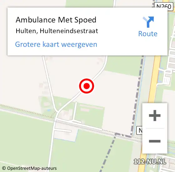 Locatie op kaart van de 112 melding: Ambulance Met Spoed Naar Hulten, Hulteneindsestraat op 6 juni 2018 10:58