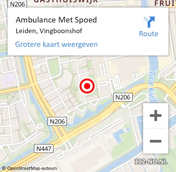 Locatie op kaart van de 112 melding: Ambulance Met Spoed Naar Leiden, Vingboonshof op 6 juni 2018 11:04