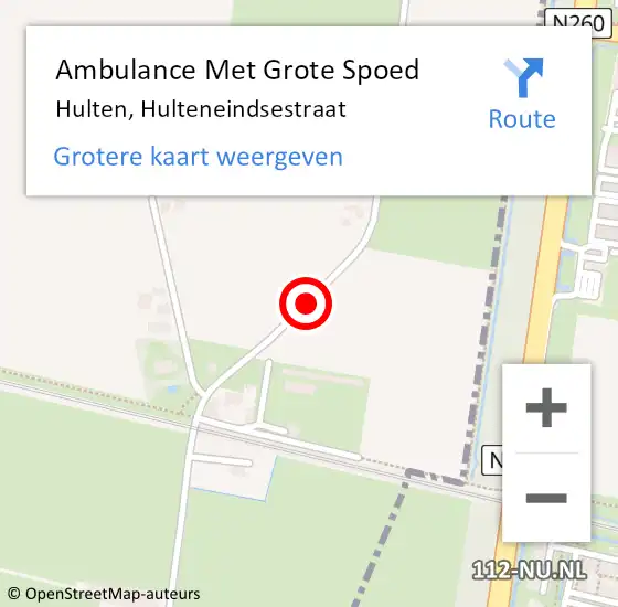 Locatie op kaart van de 112 melding: Ambulance Met Grote Spoed Naar Hulten, Hulteneindsestraat op 6 juni 2018 11:08