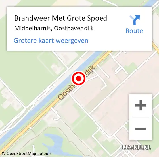 Locatie op kaart van de 112 melding: Brandweer Met Grote Spoed Naar Middelharnis, Oosthavendijk op 6 juni 2018 11:27