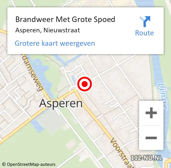 Locatie op kaart van de 112 melding: Brandweer Met Grote Spoed Naar Asperen, Nieuwstraat op 6 juni 2018 11:38