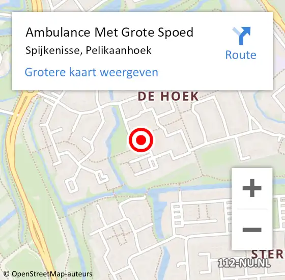 Locatie op kaart van de 112 melding: Ambulance Met Grote Spoed Naar Spijkenisse, Pelikaanhoek op 6 juni 2018 11:50