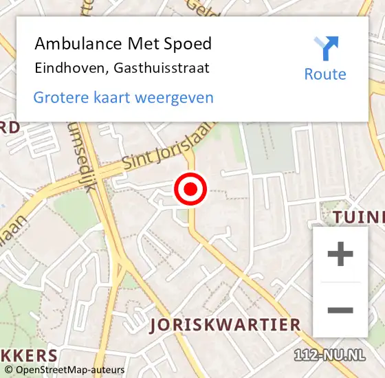 Locatie op kaart van de 112 melding: Ambulance Met Spoed Naar Eindhoven, Gasthuisstraat op 6 juni 2018 11:51