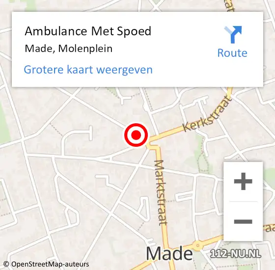 Locatie op kaart van de 112 melding: Ambulance Met Spoed Naar Made, Molenplein op 6 juni 2018 12:02