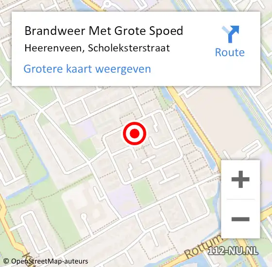 Locatie op kaart van de 112 melding: Brandweer Met Grote Spoed Naar Heerenveen, Scholeksterstraat op 6 juni 2018 12:28