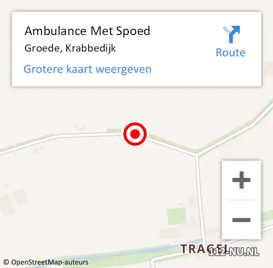 Locatie op kaart van de 112 melding: Ambulance Met Spoed Naar Groede, Krabbedijk op 6 juni 2018 12:47