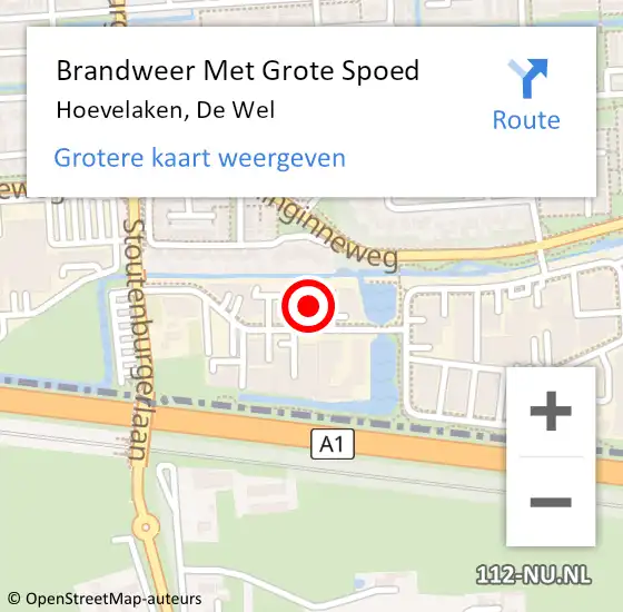 Locatie op kaart van de 112 melding: Brandweer Met Grote Spoed Naar Hoevelaken, De Wel op 6 juni 2018 12:49