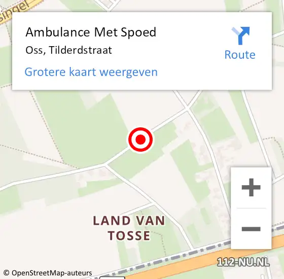 Locatie op kaart van de 112 melding: Ambulance Met Spoed Naar Oss, Tilderdstraat op 6 juni 2018 12:49