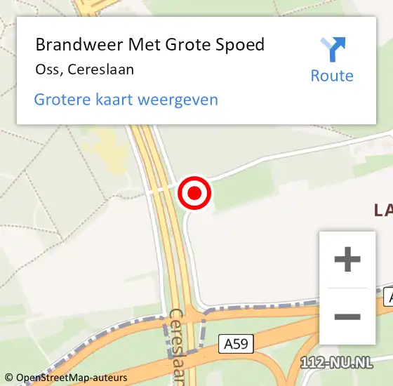 Locatie op kaart van de 112 melding: Brandweer Met Grote Spoed Naar Oss, Cereslaan op 6 juni 2018 12:52