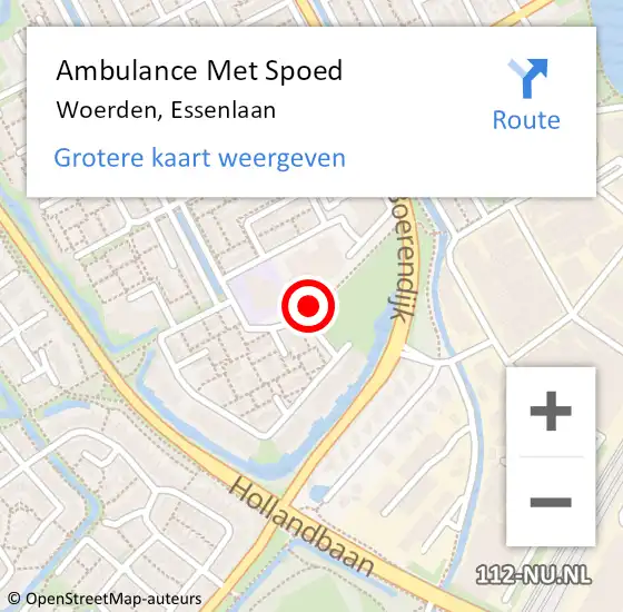 Locatie op kaart van de 112 melding: Ambulance Met Spoed Naar Woerden, Essenlaan op 6 juni 2018 13:04