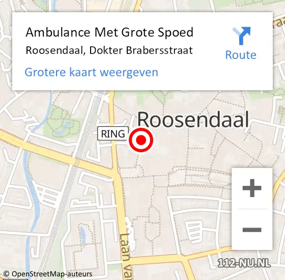 Locatie op kaart van de 112 melding: Ambulance Met Grote Spoed Naar Roosendaal, Dokter Brabersstraat op 6 juni 2018 13:12
