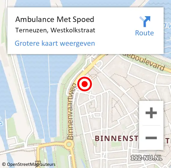 Locatie op kaart van de 112 melding: Ambulance Met Spoed Naar Terneuzen, Westkolkstraat op 6 juni 2018 13:29