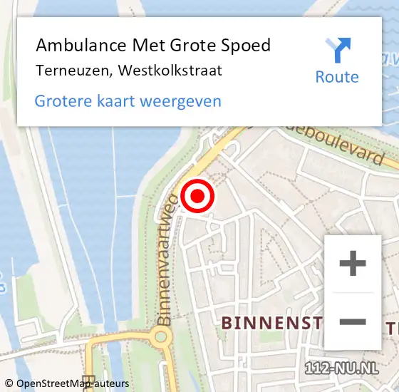 Locatie op kaart van de 112 melding: Ambulance Met Grote Spoed Naar Terneuzen, Westkolkstraat op 6 juni 2018 13:33