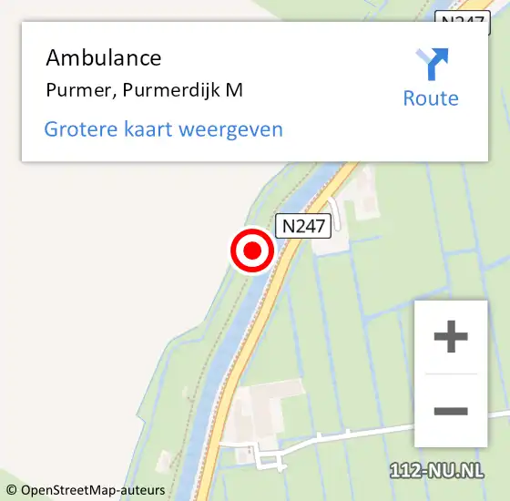 Locatie op kaart van de 112 melding: Ambulance Purmer, Purmerdijk M op 6 juni 2018 13:37