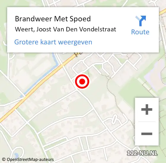 Locatie op kaart van de 112 melding: Brandweer Met Spoed Naar Weert, Joost Van Den Vondelstraat op 6 juni 2018 13:57